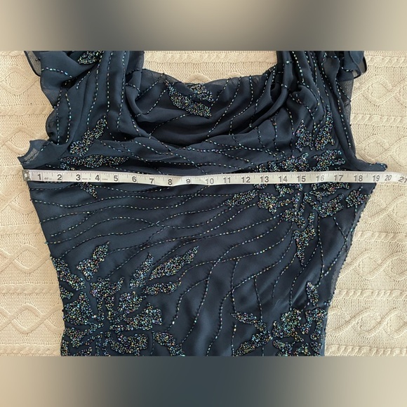 J Kara Elegant Navy Rhinestoned Top, Long Sleek Gown Women’s Size 10 - Picture 4 of 14